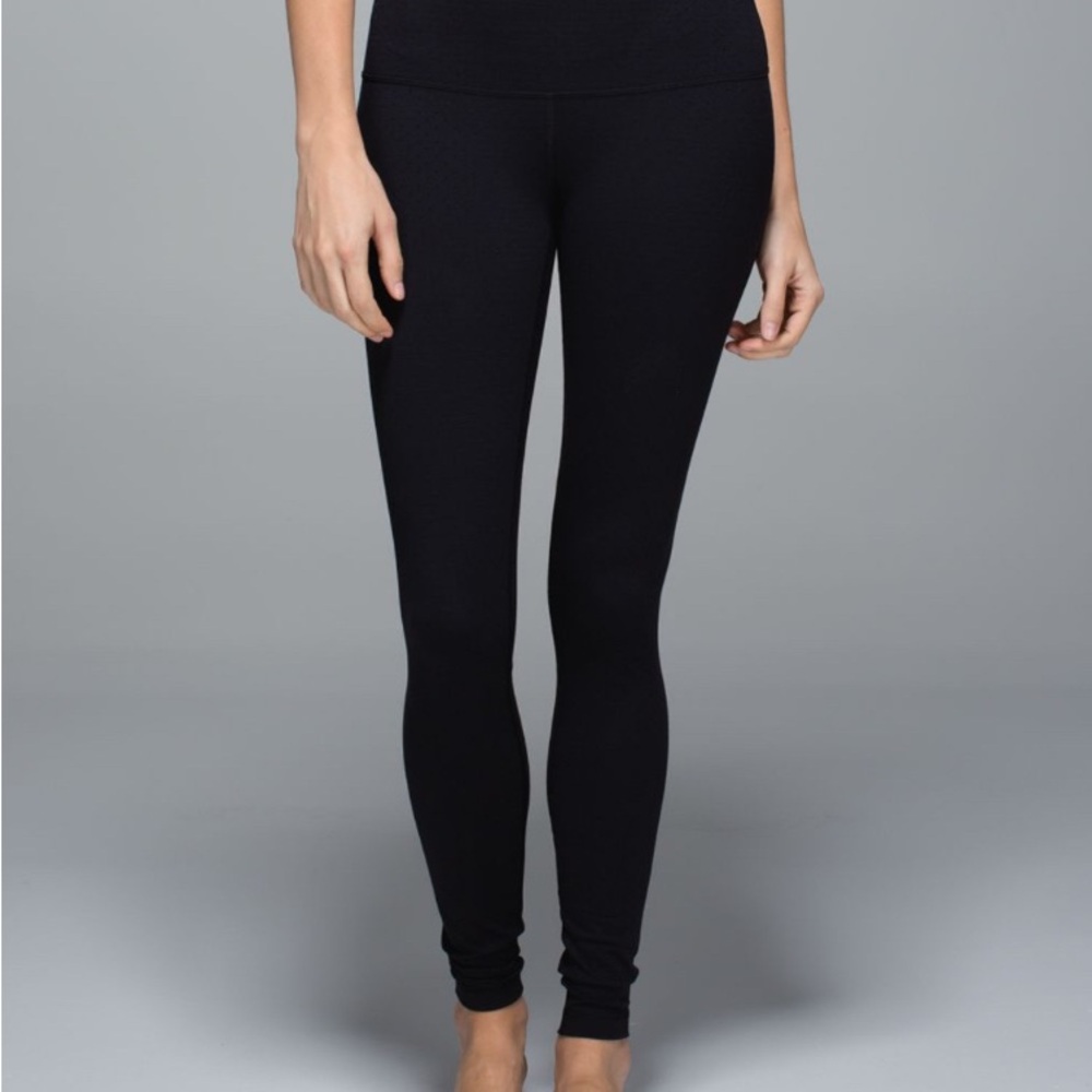 Lululemon Wunder Under Pant *Full-On Luon (Roll Down) Shine Dot Black size 8-10